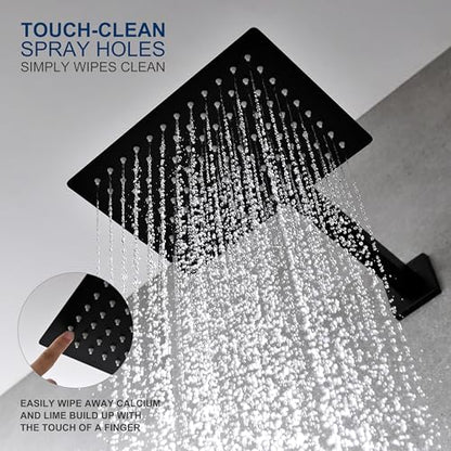 KENES Matte Black Shower Set with Tub Faucet, Square Tub Shower Trim Kit | Shower Faucet with 10-Inch Rain Shower Head, Square Shower System, Valve Included, Lead-Free cUPC & NSF Certified, Stainless - color: Matte Black, style: Tub Shower Faucet Set