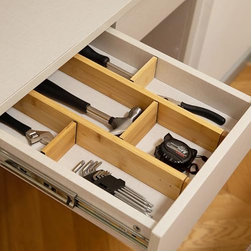 Expandable & Adjustable Drawer Organizer with 4 Dividers & 4 Inserts Storage Solution for Home Office Dresser Desk Kitchen Bedroom Closet Separator for Socks Cutlery Clothes and Accessories - size: 8 Piece
