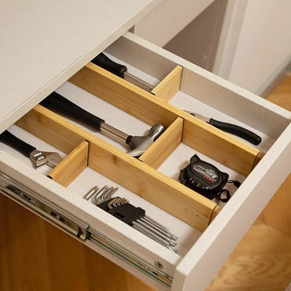 Expandable & Adjustable Drawer Organizer with 4 Dividers & 4 Inserts Storage Solution for Home Office Dresser Desk Kitchen Bedroom Closet Separator for Socks Cutlery Clothes and Accessories - size: 8 Piece