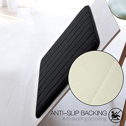 Betus Luxury Memory Foam Bath Mat - Water Absorbent, Super Cozy and Non-Slip Backing - Luxurious Velvet Comfort Bathroom Rug - 17"x24" (Black) - color: Black