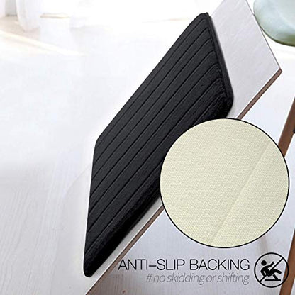 Betus Luxury Memory Foam Bath Mat - Water Absorbent, Super Cozy and Non-Slip Backing - Luxurious Velvet Comfort Bathroom Rug - 17"x24" (Black) - color: Black