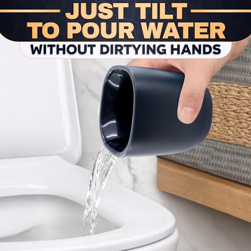 Toilet Bowl Brush and Holder, Silicone and Plastic (Black) | Compact Toilet Brush, Easy to Place and Simple to Store After Use, Strong Rubber Plunger & Stiff Bristle Brush - color: Black