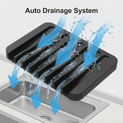 4-Pack Self Draining Soap Dish for Shower Bathroom Waterfall Silicone Soap Saver Tray Sponge Holder for Kitchen Sink Non-Slip Easy Clean Black - color: Black
