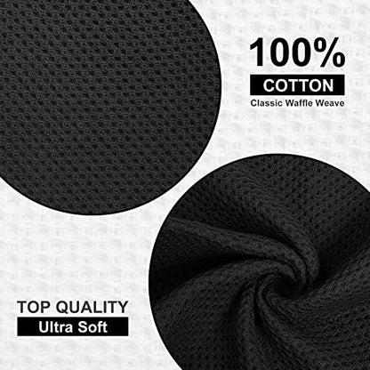 Homaxy 100% Cotton Dish Cloths, 8 Pack - 12 x 12 Inches, Black | Waffle Weave Super Soft and Absorbent Dish Towels Quick Drying Dishcloths, 12 x 12 Inches - color: Black, size: 12 X 12 - 8 Pack