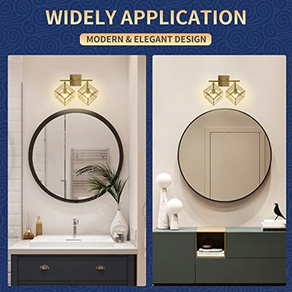 Bathroom Vanity Light with 2 Bulbs Bathroom Light Fixtures Over Mirror with Rotatable 2 Cube Shades Modern Wall Mounted Brushed Brass - color: Brushed Brass, size: 2-Lights ( 16" Width )