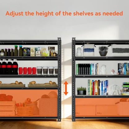 5 Tier Garage Shelving, Adjustable Heavy Duty Garage Shelves | 72 "H Metal Storage Shelves Unit for Basement,Warehouse,Pantry Kitchen - size: 72*55*24