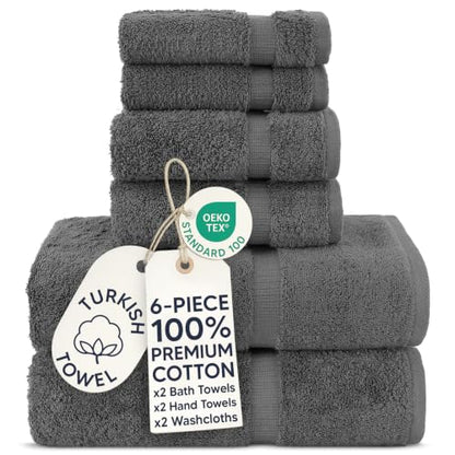 Chakir Turkish Linens |Hotel & Spa Quality 100% Cotton Premium Turkish Towels | Soft & Absorbent (Dark Gray, 6-Piece Towel Sets) - color: Dark Gray