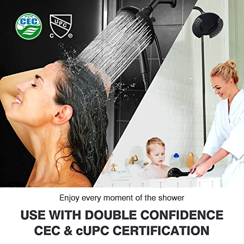 2 in 1 Shower Head with Handheld Combo High Pressure Black 2.5 GPM | 7.2" Rain Showerhead and 10 Spray Hand Held Shower, Adjustable Shower Angle, 59-inch Rotatable Stainless Steel Hose - color: Black, size: 2.5 GPM