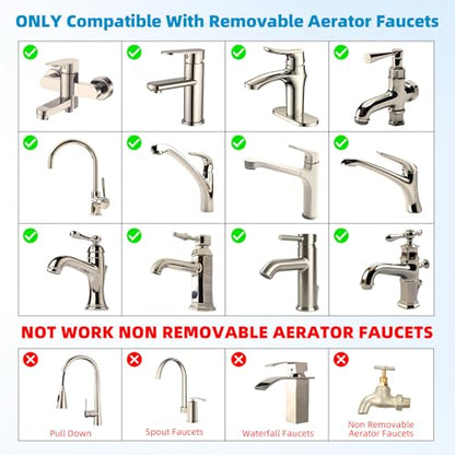 Hibbent cUPC Certified 2-function 360° Swivel Sink Aerator, Brushed Nickel | NSF/ANSI/CAN 61 Certified High Flow Faucet Extender with Metal Adapter for Kitchen & Bathroom, 55/64” Female Thread - color: Brushed Nickel