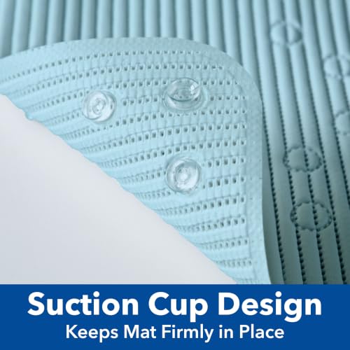 Duck Brand Clorox Bath Mat for Tubs, Non Slip Bathtub Mat with Suction Cups, 17 Inches x 36 Inches, Sky Blue, 2 Pack
