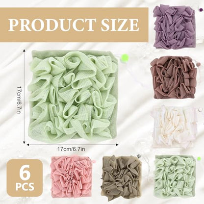 6 PCS Soap Bar Loofah, 2 in 1 Loofah Cloth Soap Bar Holder, Remove Cuticle for Smooth Skin, Exfoliating Bath Sponge with Drawstring for Bath Shower