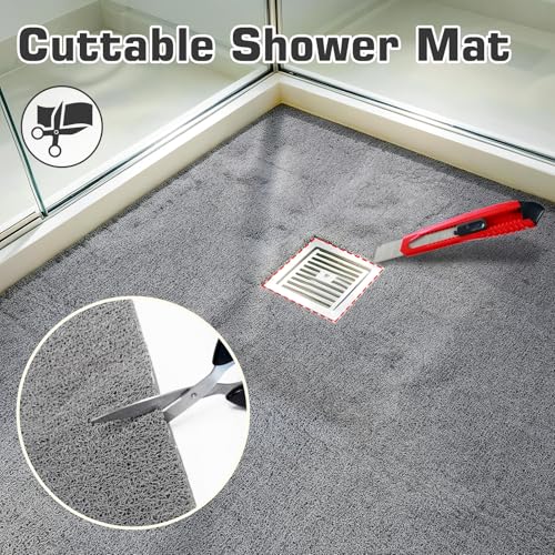 58x44 Extra Large Shower Mat, Non Slip Shower Mats for Inside Shower, Bathtub Mat Non Slip, Soft PVC Loofah Anti Slip Shower Stall Mat for Bathroom & Wet Area, Quick Drying, Grey - color: Gray