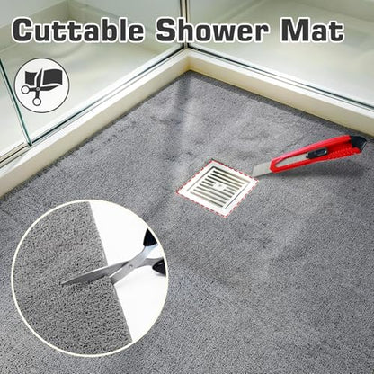 58x44 Extra Large Shower Mat, Non Slip Shower Mats for Inside Shower, Bathtub Mat Non Slip, Soft PVC Loofah Anti Slip Shower Stall Mat for Bathroom & Wet Area, Quick Drying, Grey - color: Gray