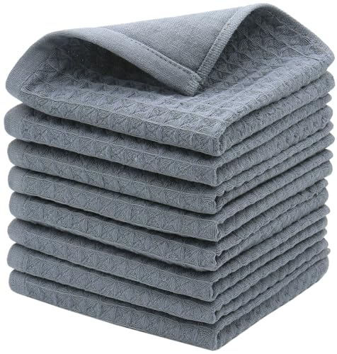 Washcloths Cotton Dish Cloths, 8 Pack,12”x12”,Grey Dish Rags | Soft Kitchen Washcloths Wash Rags, Double Deck Small Hand Towels For Kitchen, Absorbent Dish Cloths For Washing Dishes - color: Grey