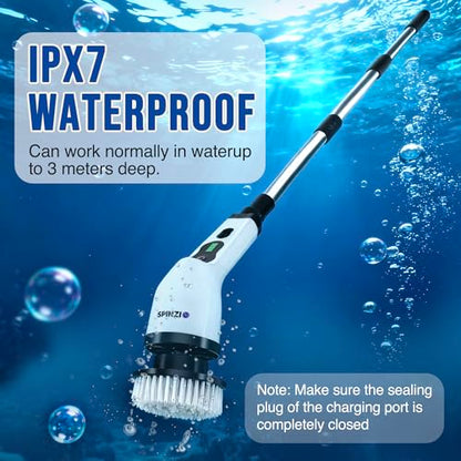 Electric Spin Scrubber Cordless Electric Cleaning Brush with LCD Power Display 9 Replaceable Heads Dual Speed IPX7 Waterproof Electric Scrubber for Cleaning Bathroom Tiles Floor Kitchen & Car