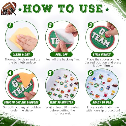Fullhawl 30 Pcs Football Non Slip Bathtub Stickers Colorful Football Anti Slip Shower Stickers Shower Floor Nonslip Sticker Applique Adhesive Decals Treads with Scraper for Bathtub Bathroom Floor - style: Football