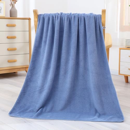 28X56 Inches Premium Bath Towel, Durable Microfiber Coral Velvet Highly Absorbent Towels - Multipurpose Use as Bath Fitness, Bathroom, Shower, Sports, Yoga Towel（Blue） - color: Blue