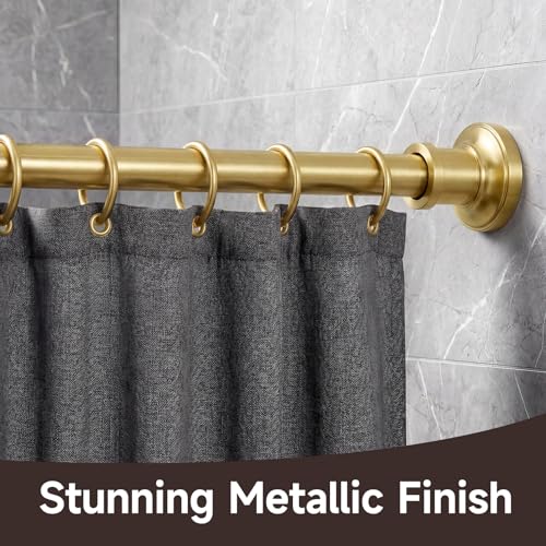 Gold Tension Curtain Rod 24 to 64 Inch(2-5.3ft) - Spring Tension Shower Curtain Rod, No Drilling Brass Gold Tension Rod for Curtains Windows Closet Kitchen - color: Gold, size: 24-64 Inches