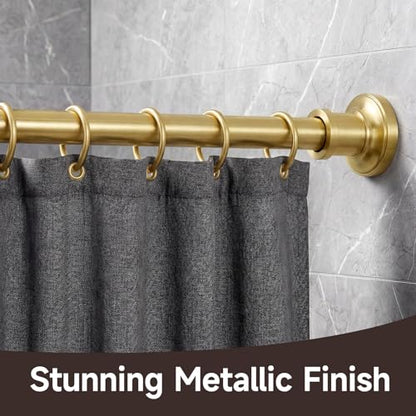 Gold Tension Curtain Rod 24 to 64 Inch(2-5.3ft) - Spring Tension Shower Curtain Rod, No Drilling Brass Gold Tension Rod for Curtains Windows Closet Kitchen - color: Gold, size: 24-64 Inches