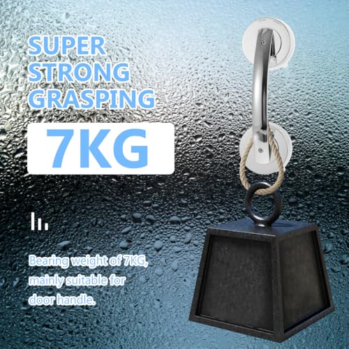 Suction Shower Door Handle Silver Shower Grab Bar for Glass Doors Portable Bathroom Safety Support for Elderly Easy Install on Smooth Surfaces 7.71 X 2.55 X 1.96 in