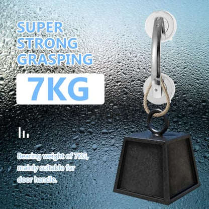 Suction Shower Door Handle Silver Shower Grab Bar for Glass Doors Portable Bathroom Safety Support for Elderly Easy Install on Smooth Surfaces 7.71 X 2.55 X 1.96 in