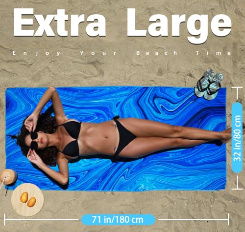 Widdonen Microfiber Beach Towel,Compact 71x32 Inch,Lightweight | Extra Large,Sand Free,Thin,Absorbent,Quick Dry for Camping,Hiking,Swim,Pool,Bath,Picnic,Gym,Cruise Essentials,Adult Gifts - color: Drift Sand Trippy
