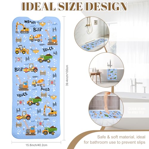Truck Bathtub Mat Non Slip with Drain Holes and Suction Cups Bath Mat 40x16 Inch Tub Mats Shower Mats for Kids - color: Truck