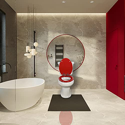Angol Shiold Wood Toilet Seat, Zinc Alloy Hinges (Elongated, Red) | Elongated Toilet Seat, Scratch Resistant Wood Surface, Easy to Install and Clean - color: Red, size: Elongated