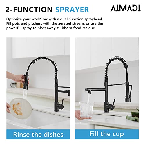 AIMADI Oil Rubbed Bronze Kitchen Faucet,Commercial Kitchen Sink Faucet | Modern Single Handle Single Hole Kitchen Faucets with Pull Down Sprayer - color: Oil Rubbed Bronze, style: Contemporary