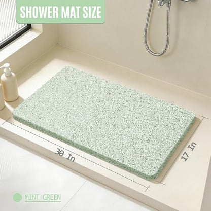 17 * 30in Shower Mat Bathtub Mat Non Slip | Bathmats Non Slip, Quick Drying Foot Scrubber Loofah Mats for Inside Shower, Tub, Bathroom, Home, Mint Green - color: Mint Green, size: 30" x 17" (Rectangular)