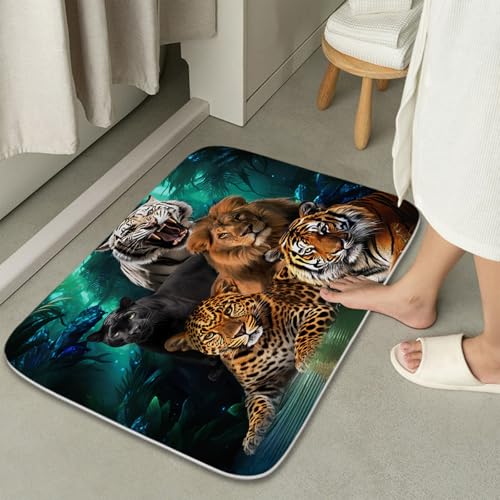 Bathroom Mat Set Cheetah Print Leopard Western Wildlife Animals Bathroom Rugs Sets 3 Piece Tiger Lion, Memory Foam Bath Rugs, U-Shaped Toilet Rug Non Slip Absorbent Green - color: Color8