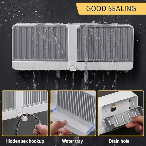 Soap Holder with Hooks, 2-in-1 Wall Mounted Soap Dish, No Drilling Soap Bar Holder with Self Draining to Keep Soap Bars Dry, Suit for Shower, Bathroom and Kitchen(Gray) - color: Gray
