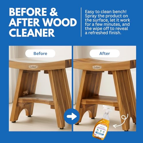 EcoDecors 18" Teak Shower Bench with Teak Cleaner, Oil & Wood Sealer - size: 18" Shelf + Oil + Cleaner + Sealer