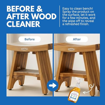 EcoDecors 18" Teak Shower Bench with Teak Cleaner, Oil & Wood Sealer - size: 18" Shelf + Oil + Cleaner + Sealer