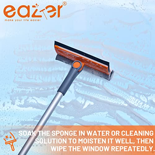 eazer Professional Window Squeegee, 2-in-1 Rotatable Squeegee for Window Cleaning Kit, Window Cleaner Tool, Window Washing Equipment Kit with Extension Pole for Shower/Windshield - 2 Head - size: 31inch
