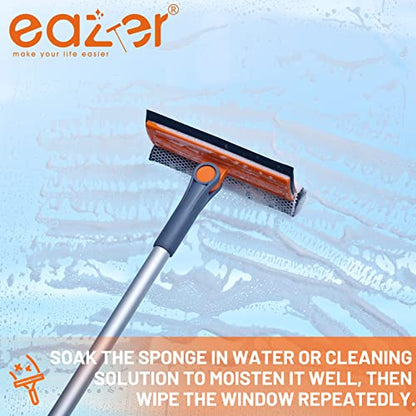 eazer Professional Window Squeegee, 2-in-1 Rotatable Squeegee for Window Cleaning Kit, Window Cleaner Tool, Window Washing Equipment Kit with Extension Pole for Shower/Windshield - 2 Head - size: 31inch