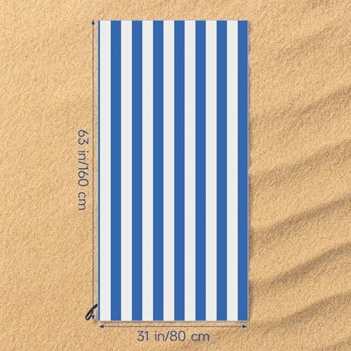 REDKISS 4 Pack Beach Towels 31x61 Inch, Ultra Lightweight Microfiber Pool Towels, Sand Free, Quick Dry & Highly Absorbent Cabana Striped Bath Towels for Beach, Swimming, Camping & Travel (Multicolor) - color: Blue/Gray/Purple/Pink