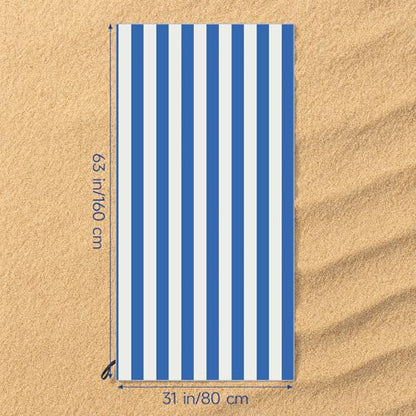REDKISS 4 Pack Beach Towels 31x61 Inch, Ultra Lightweight Microfiber Pool Towels, Sand Free, Quick Dry & Highly Absorbent Cabana Striped Bath Towels for Beach, Swimming, Camping & Travel (Multicolor) - color: Blue/Gray/Green/Pink