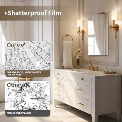 Bathroom Vanity Mirror 16"x20" Frameless Wall Mirror Shatterproof | Modern Wall Mount Vanity Mirror, Hangs Horizontally or Vertically, for Over Sink, Living Room, Bedroom, Upgraded Packing - size: 20"L x 16"W