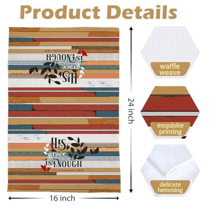 Christian Gifts Dish Towels Set - Bible Verse Decorative Waffle Weave Kitchen Towels, Inspirational Christian Gifts Hand Towels, Farmhouse Bible Verse Tea Towels, 16×24 Inches Set of 4 - color: Christian- 09