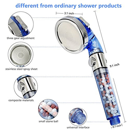 Filtered Shower Head - 59 Inch Expandable Handheld Hose, Leakproof Flexible Hose Extension, High Pressure Shower - style: 3 Spray Settings with Holder