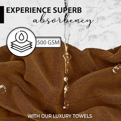 KAHAF COLLECTION 100% Cotton Bath Towels, 24x48 Pack of 6 Towels, Quick Dry, Highly Absorbent, Soft Feel Towel, Gym, Spa, Bathroom, Shower, Pool, Luxury Soft Towels (Brown, 24x48-6 Pack) - color: Brown, size: 24x48 - 6 PACK