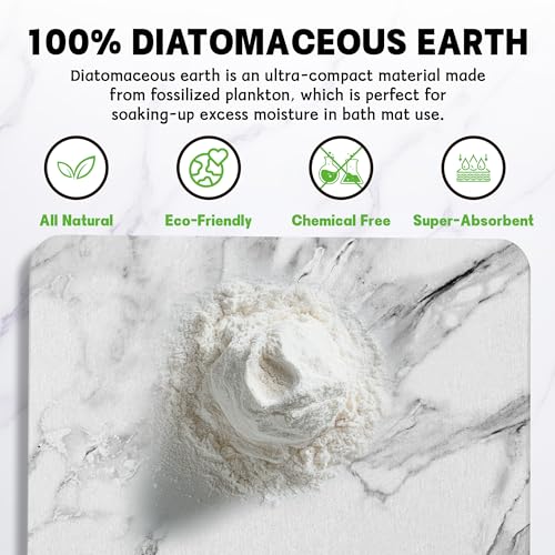 2 Pack Stone Bath Mat - Diatomaceous Earth Bath Mat Fast-Drying Stone Drying Mat Super Absorbent Diatomite Mats for Bathroom, Dish Drying, Bathtub (White Marble - color: White Marble-24*16-2 Pack