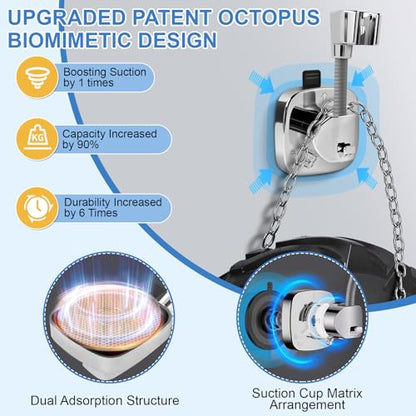 Shower Head Holder,360° Adjustable Shower Holder for Wall RV,Removable Suction Cup Handheld Shower Head Holder,Waterproof Shower Handle Holder,No Drill,Bathroom Accessories,Polished Chrome