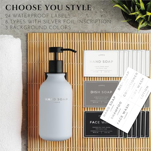 Shower Shampoo Dispenser Wall Mounted – 3 Refillable 16.9 oz White Bottles with Stainless Steel Pumps & No-Drill Adhesive Holders – Soap Dispenser Set for Bathroom (3 X White/Black) - color: 3 X White/Black