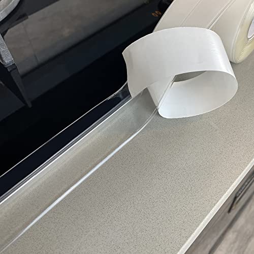 TOUSEA Clear 1.5"x10.5ft Self Adhesive Caulk Strip for Toilet, Tub, Kitchen | White or Clear Sealing Tape for Toilet, Tub, Sink, Bath Peel and Stick Backsplash - Renter Friendly, Easy Install - style: Clear-1.5IN-10.5FT-A