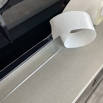TOUSEA Clear 1.5"x10.5ft Self Adhesive Caulk Strip for Toilet, Tub, Kitchen | White or Clear Sealing Tape for Toilet, Tub, Sink, Bath Peel and Stick Backsplash - Renter Friendly, Easy Install - style: Clear-1.5IN-10.5FT-A