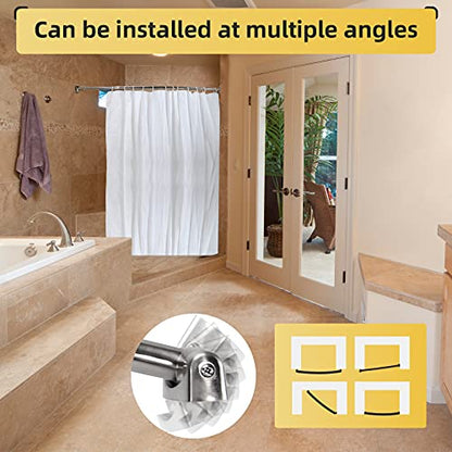 Curved Shower Curtain Rod, 42-72 inches (2-Pack) Extra Wide Round Shower Curtain Rod Adjustable, Rust Proof Curved Shower Rod for Bathroom, Premium Stainless Steel, Need to Drill Silver - color: Silver, size: 42-72 inches (2-Pack)