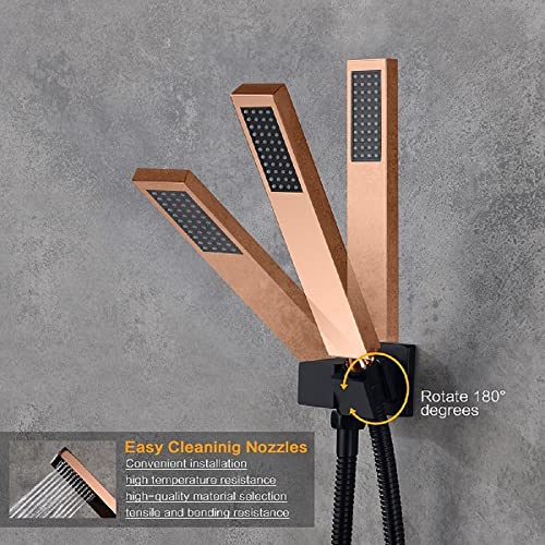 Cascada 9”x22” Contemporary shower system (Wall Mounted) with Single Handle Valve & 3 function (Rainfall, Waterfall & Hand Shower) (Antique Brass) - color: Antique Brass