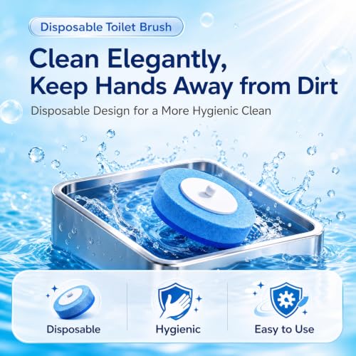 24PCS Disposable Toilet Brush Refills, Replacement Pads for Toilet Wand, Replacement Heads for Hard Water Stains & Limescale (Blue) - size: 24PCS Refills